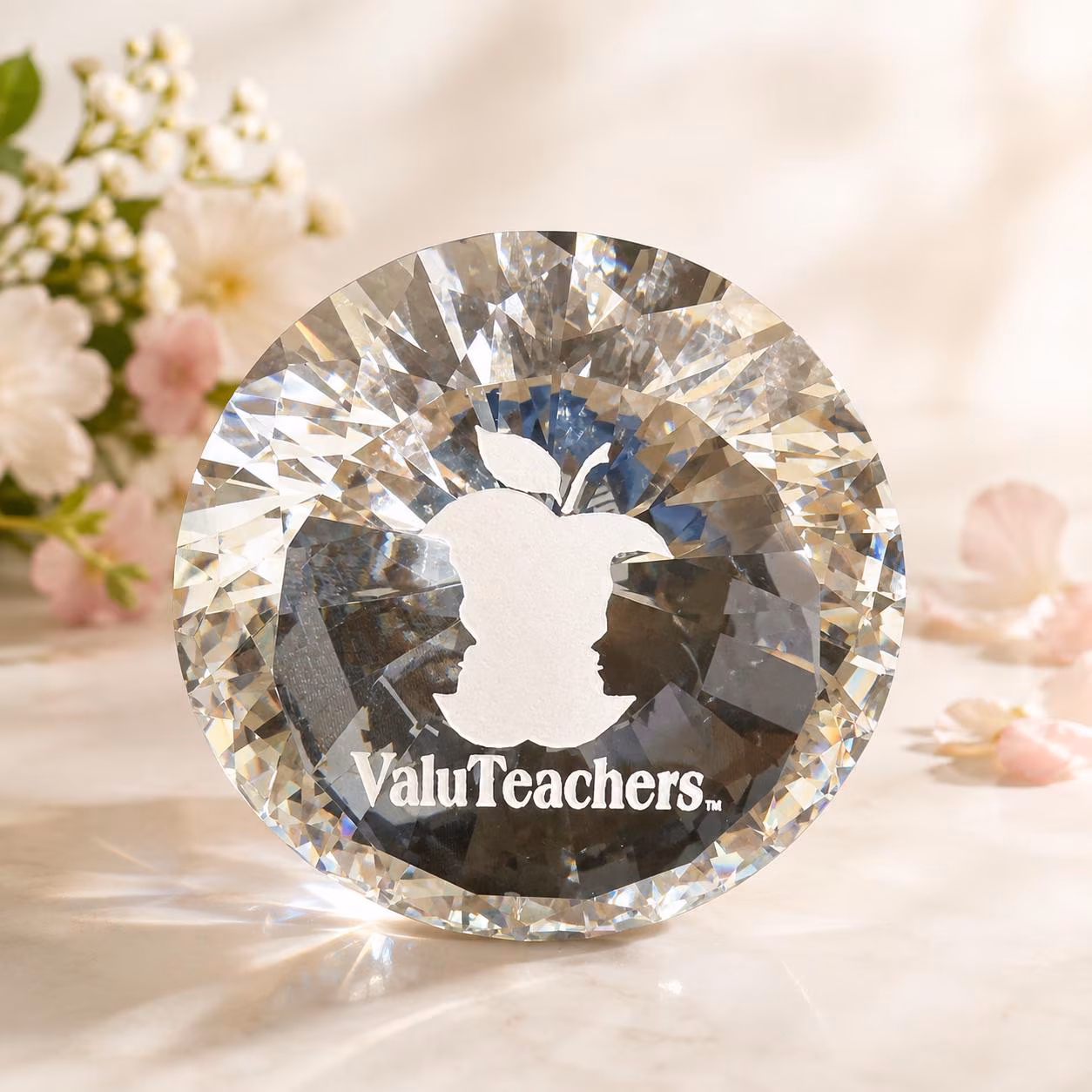 Personalized Crystal Diamond Paperweight, Diamond award Engraved Anniversary Gift
