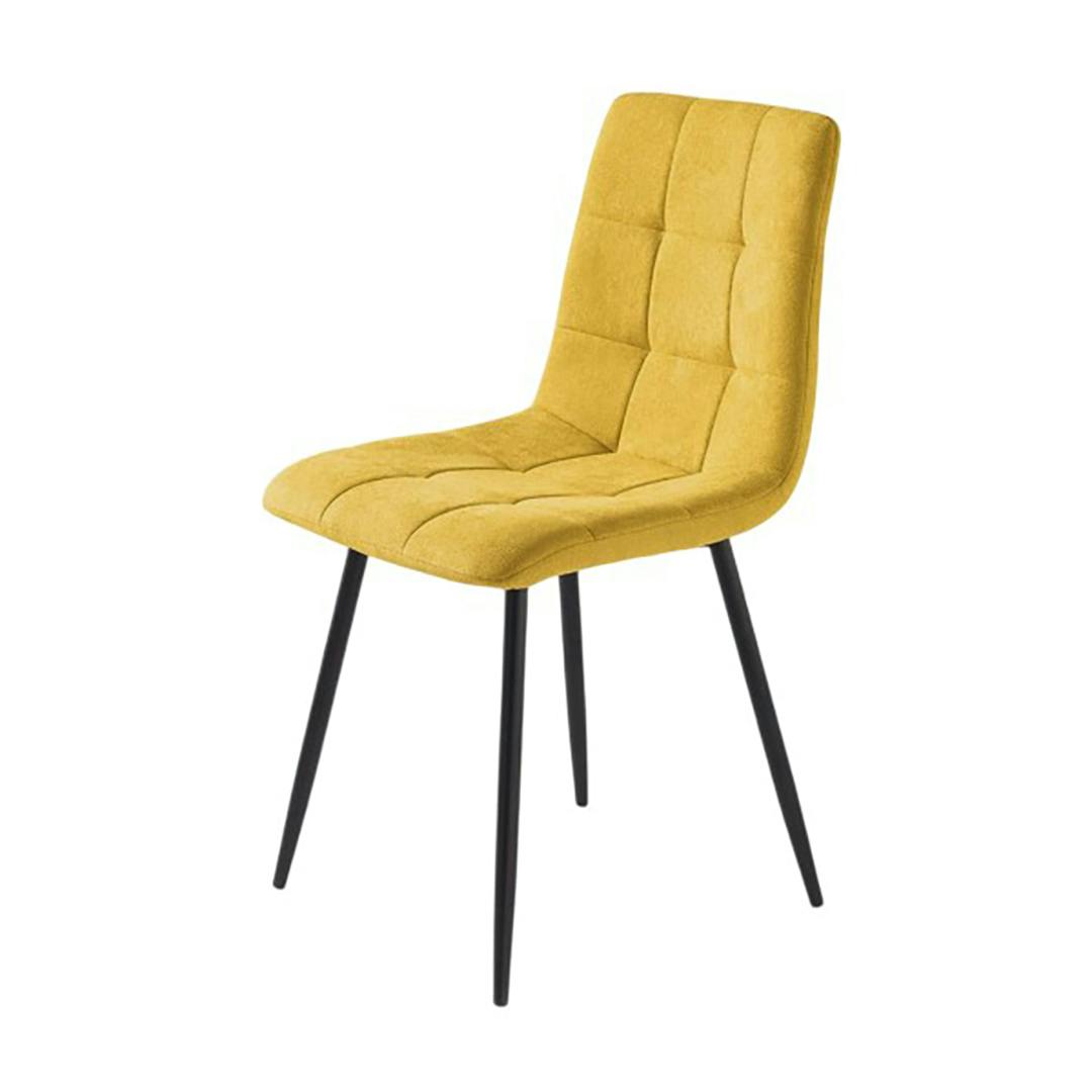 Chaise en tissu moutarde motif damier (lot de 2) LORA