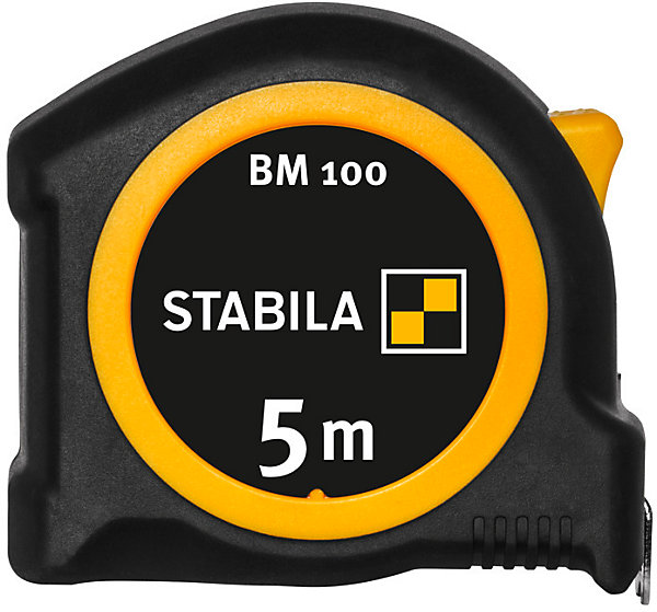 Mètre-ruban de poche STABILA BM 100 - graduation métrique 5 m - jaune 19568