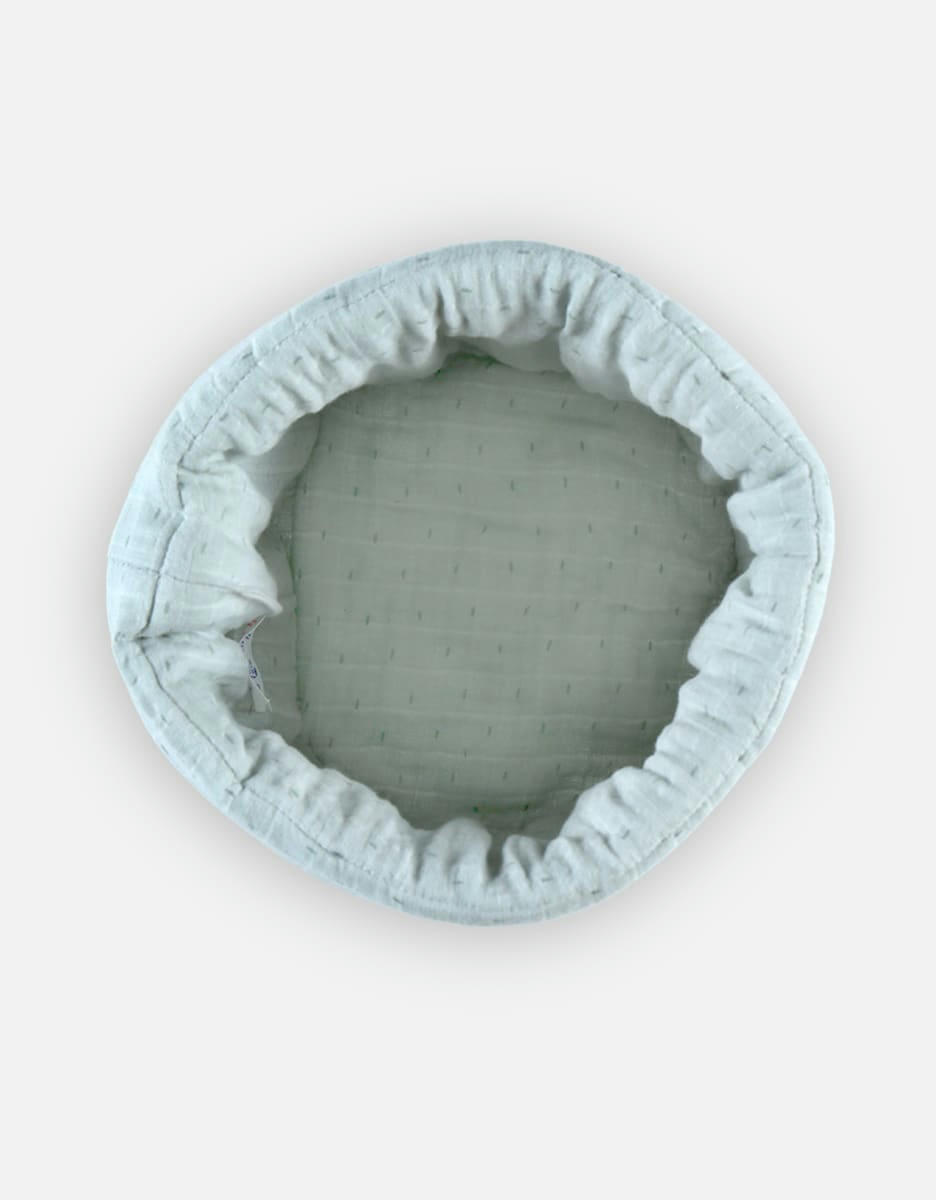 - Beauty case mousseline de coton bio ouatinée écru et sauge