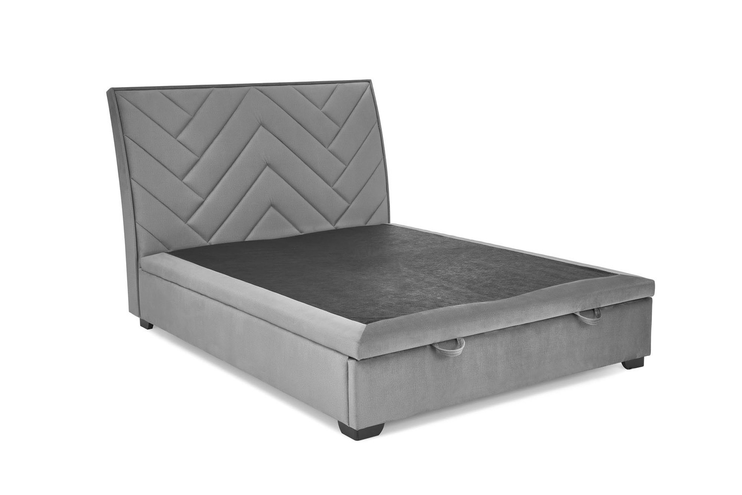 Łóżko CONTINENTAL 1 VELVET 160x200 szare z pojemnikiem/bez materaca