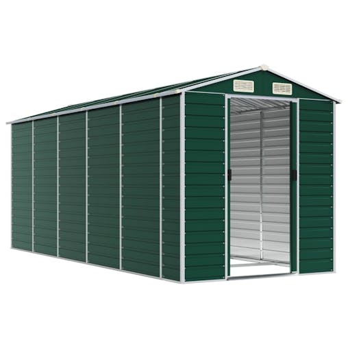 NNEVL Garden Shed Green 191x470x198 cm Galvanised Steel