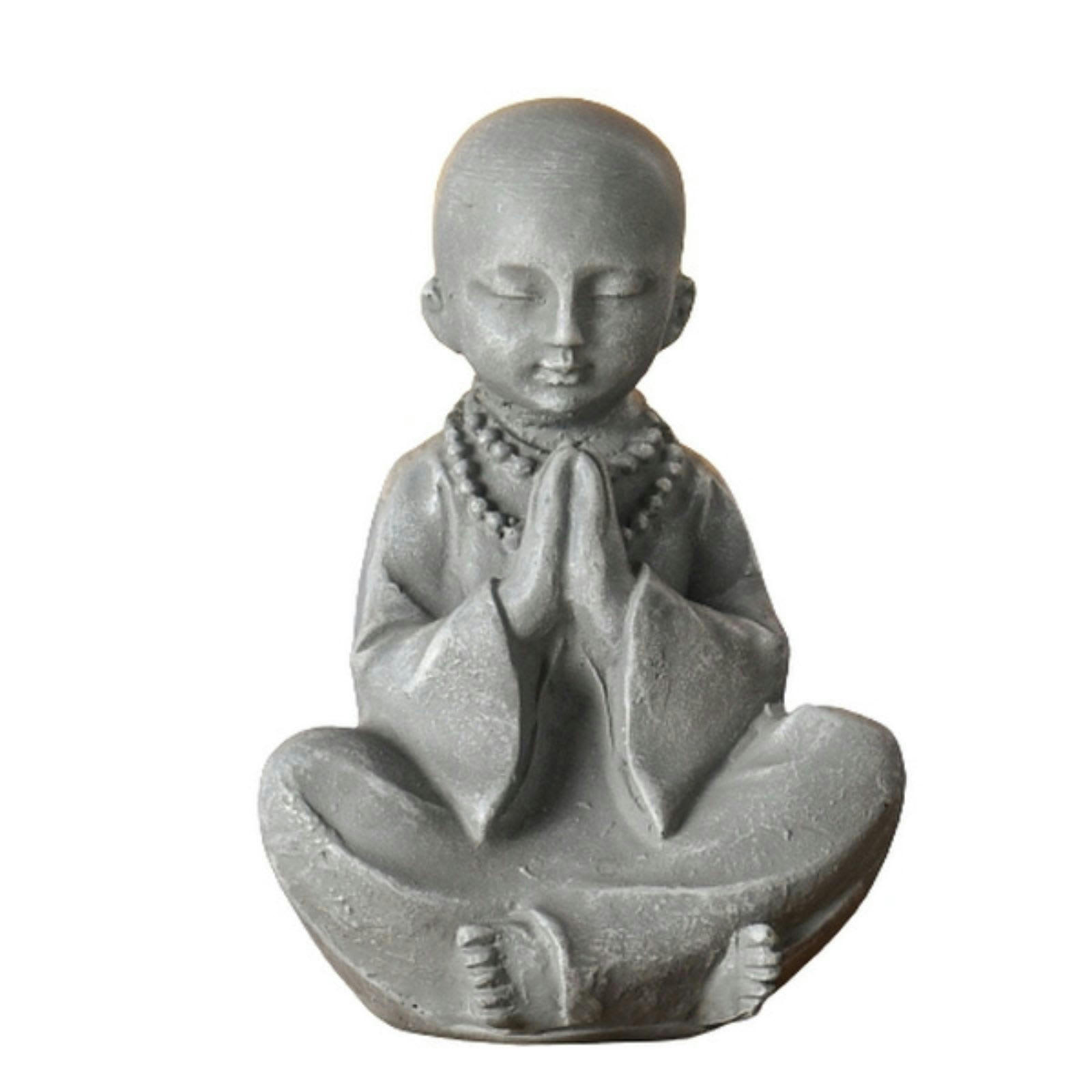 BONZE - Statuette décoration à poser Bouddha Bonze  en résine gris - H12 cm