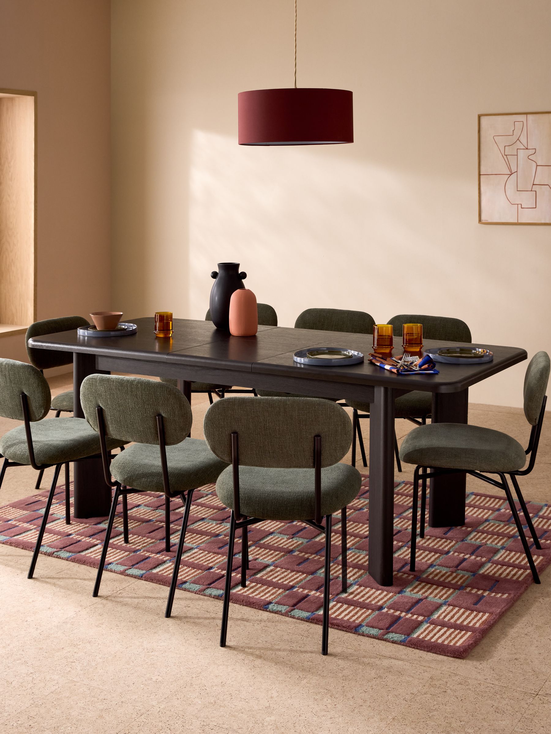 Zeke 6 to 8 Seater Extending Rectangular Seater Dining Table in Dark Oak Effect