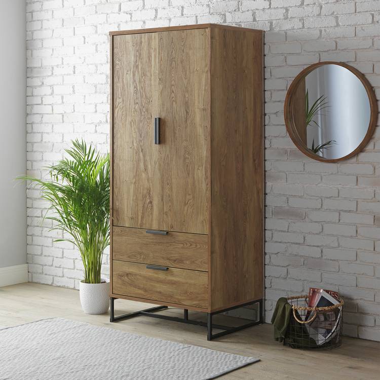 Habitat Nomad 2 Door 2 Drawer Wardrobe - Oak Effect
