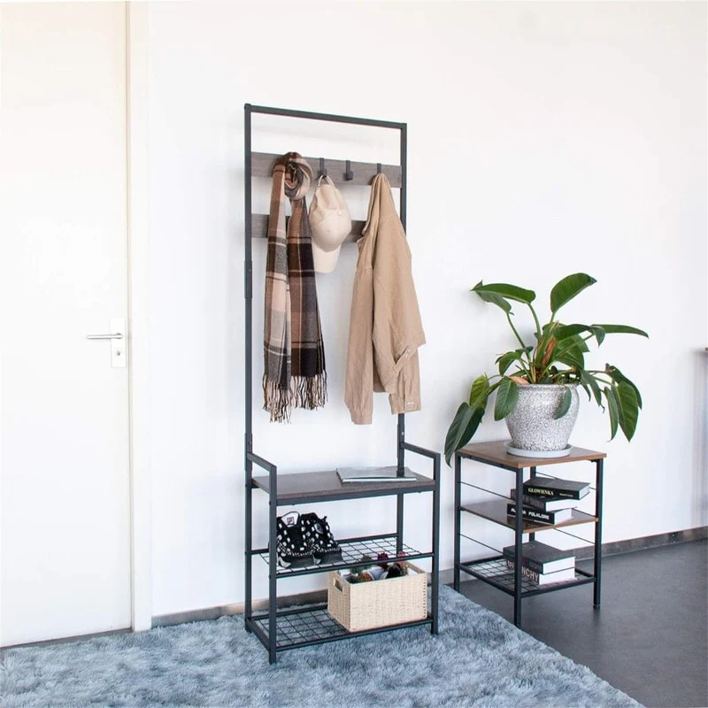 Coat Rack Shoe Bench - 25.19 x 12 x 68