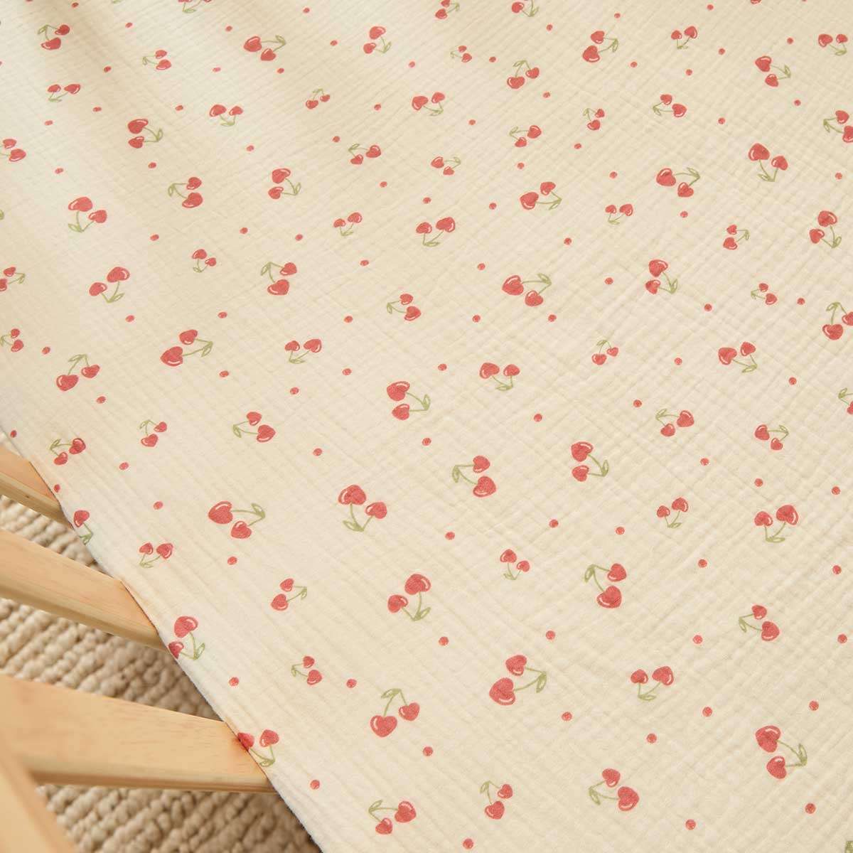 Organic Cotton Cot Sheet - Cherry Heart