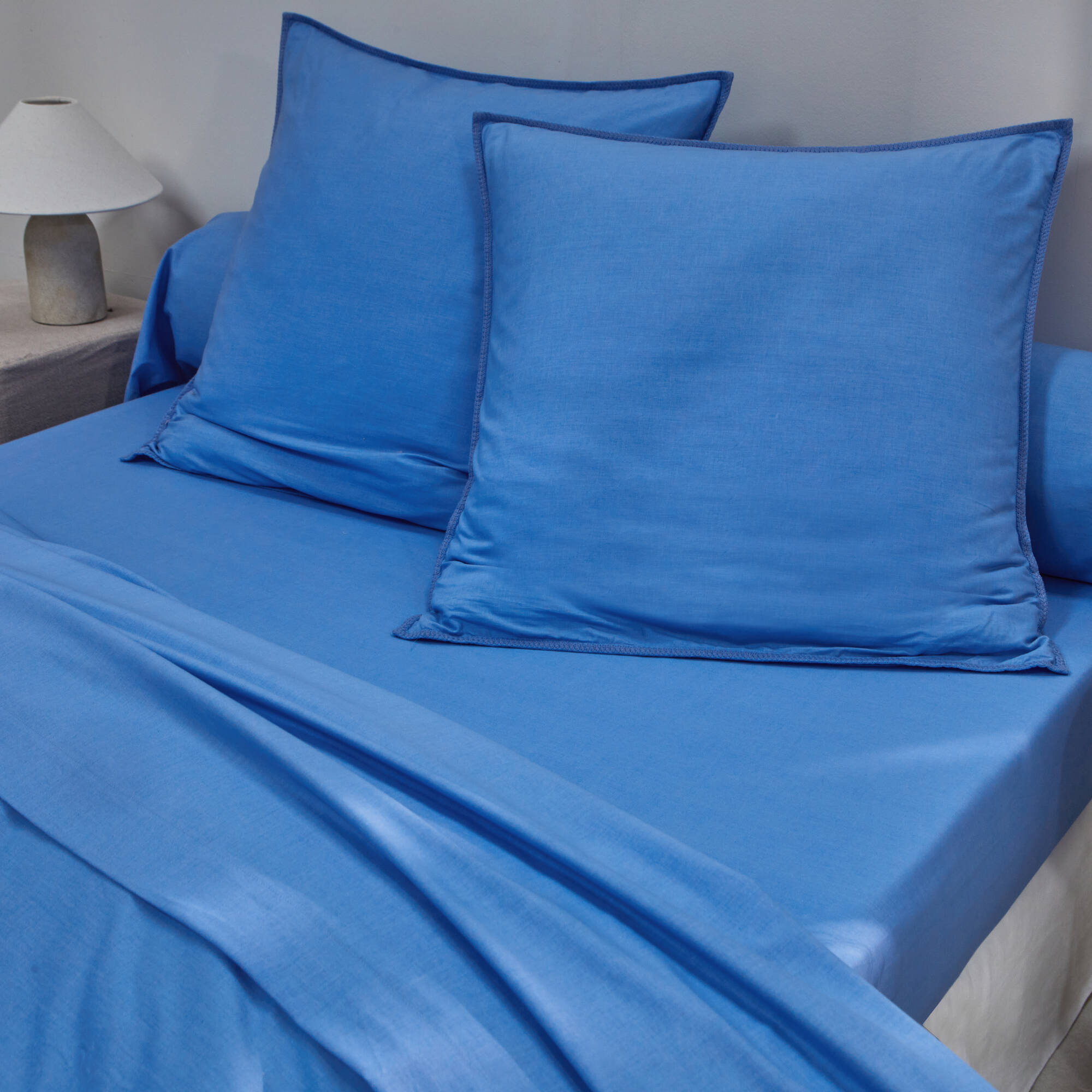 Linge de lit uni coton lavé