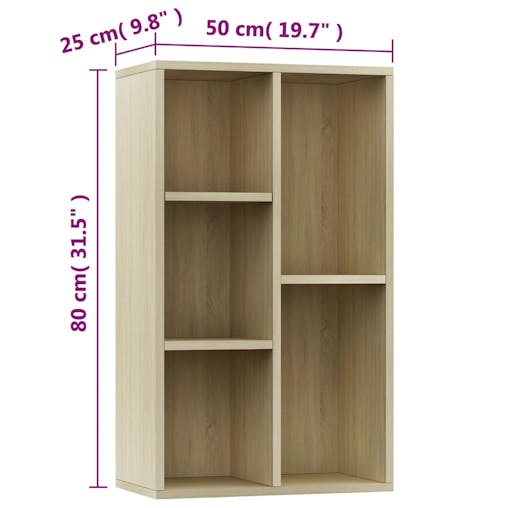 NNEVL Book Cabinet/Sideboard Sonoma Oak 50x25x80 cm Engineered Wood