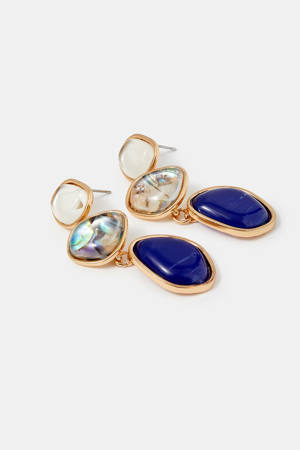Accessorize Mother of Pearl Triple Gem Drop Earrings
