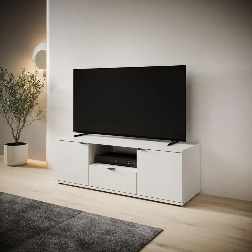 Meubella - Galeno - TV-Meubel - Wit - 130x41x44 cm