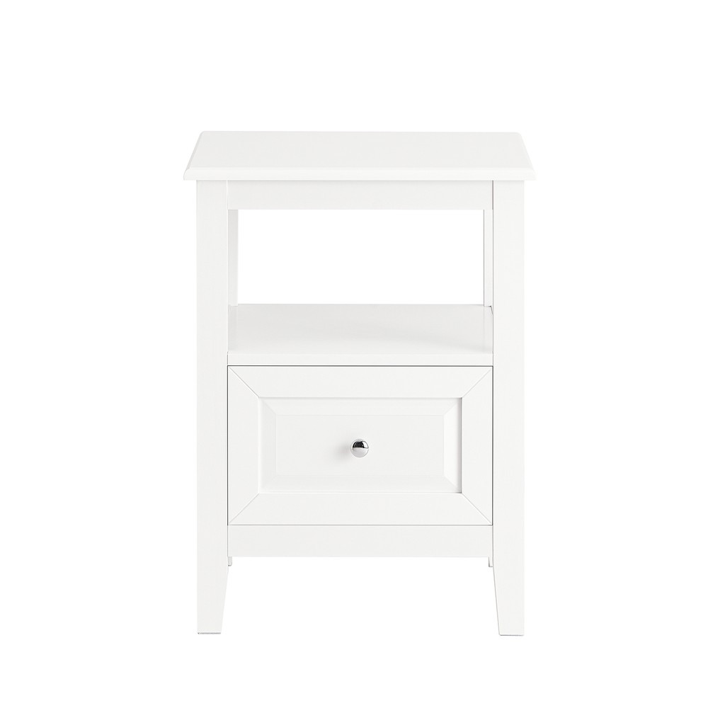 SoBuy Szafka nocna z jedną szufladą Biały 45x35x60cm Nowoczesny FBT131-W