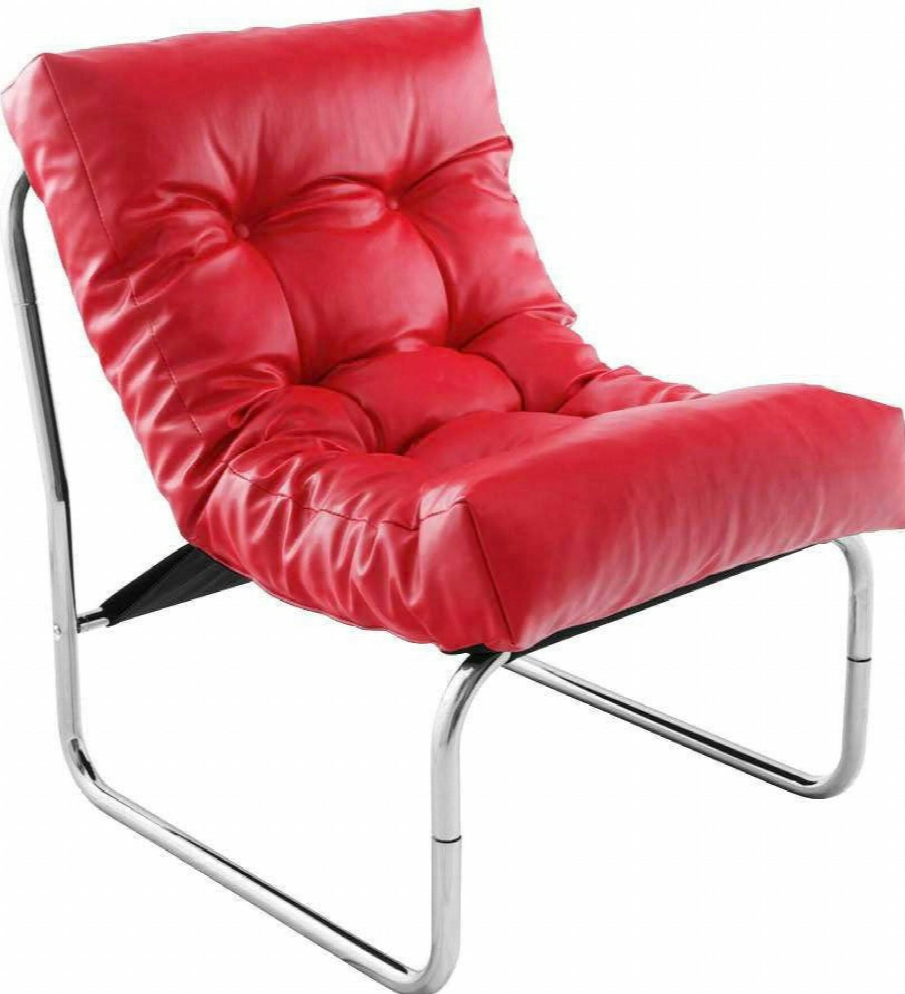 BOUDOIR - Fauteuil Simili Rouge H. assise 40 cm rembourré