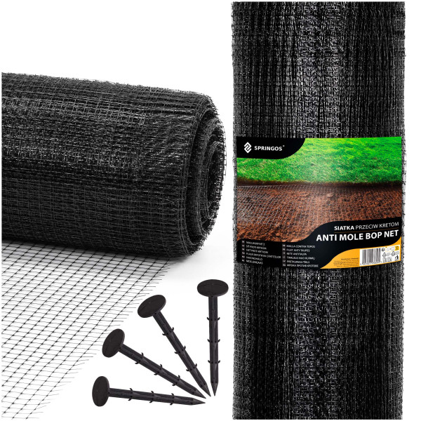 Siatka przeciw kretom nornicom 1x100 m   kołki 100 szt. na gryzonie 30g/m2