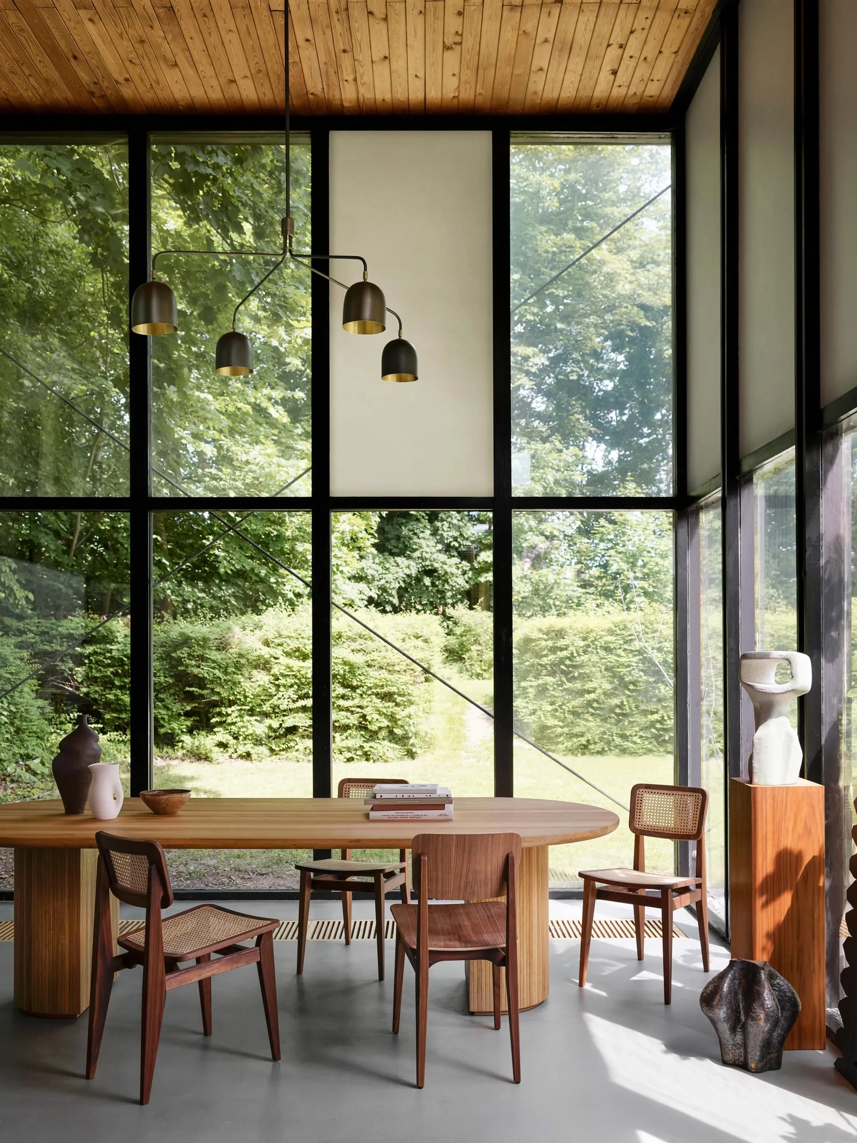 Holzstuhl C-Chair aus Walnussholz mit Wiener Geflecht