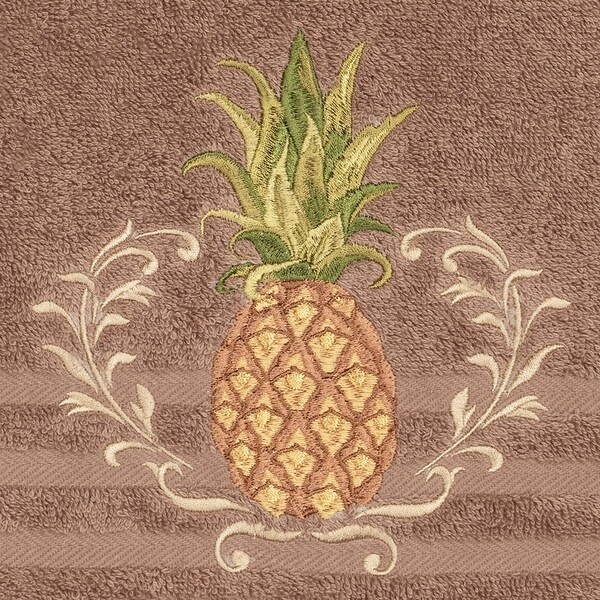 Authentic Hotel and Spa Turkish Cotton Pineapple Embroidered Latte Brown 4-piece Bath Towel Set