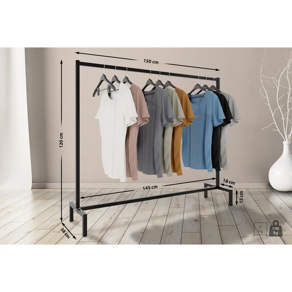 CLP Kledingrek Melva 120x150x38 cm - zwart