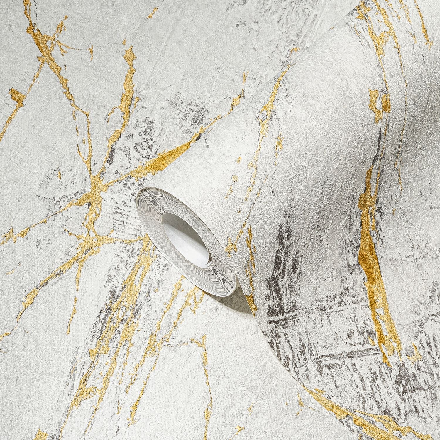 A.S. Création behang marmer wit, grijs, goud en metallic - 53 cm x 10.05 m - AS-388173