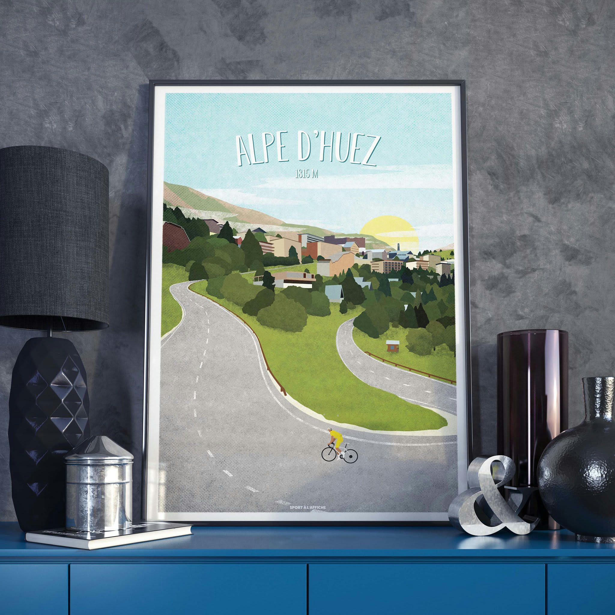 CYCLISME - Affiche Cyclisme - Affiche Alpes d'Huez 30 x 40 cm