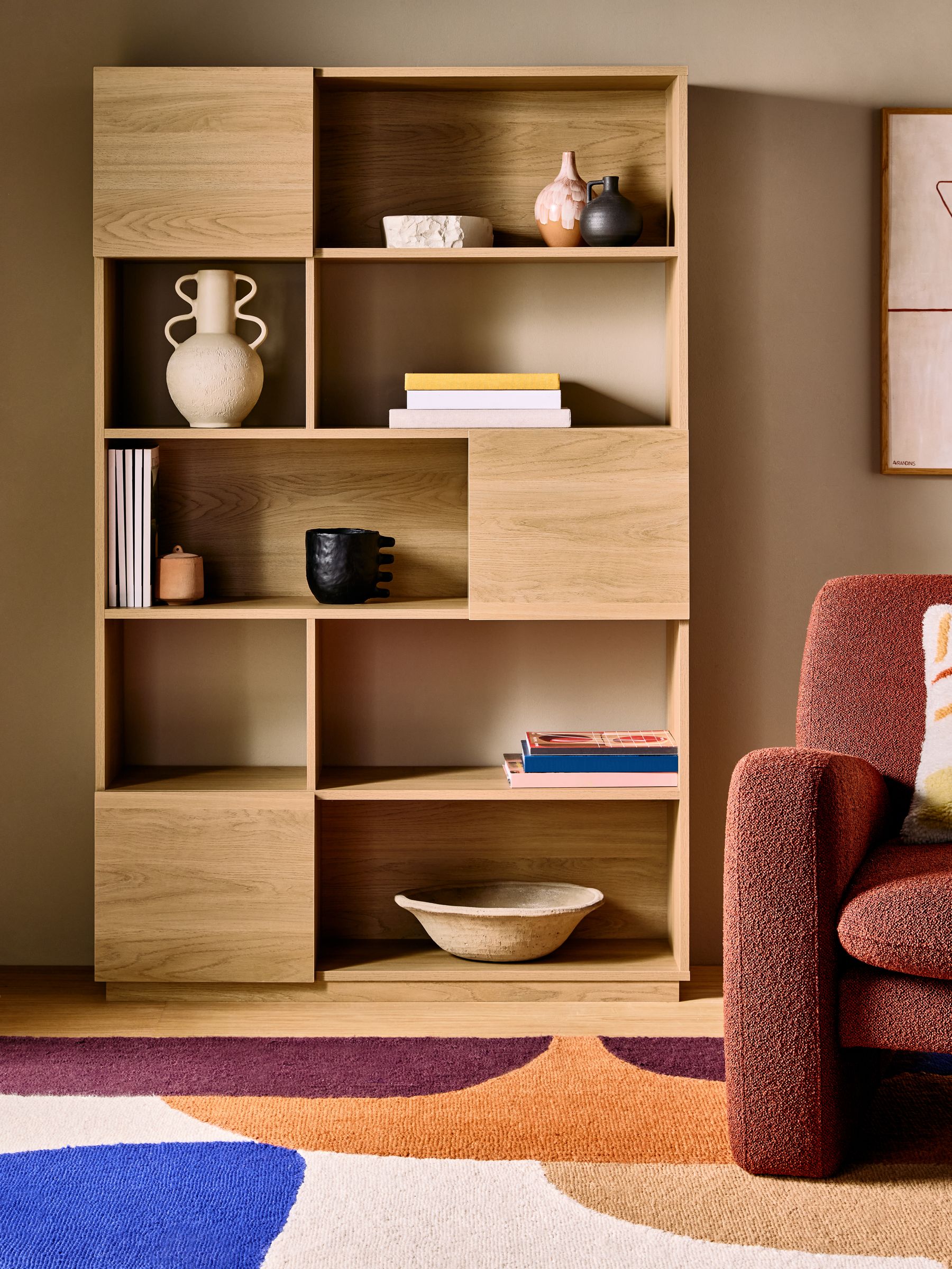 Blaze Wide Shelving Unit in Oak Effect