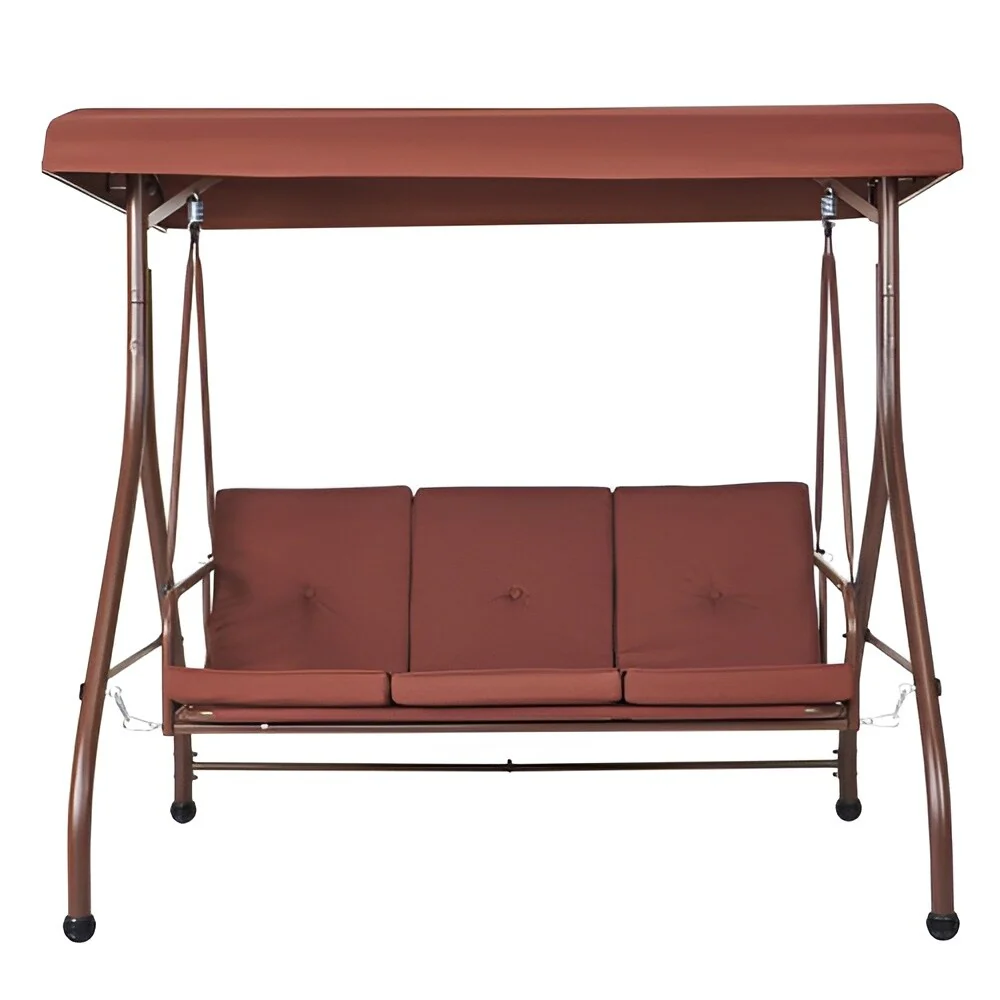 3-Seat Outdoor Swing Chair with Canopy and Cushions for Patio or Porch - 72.8×46.1×46.1