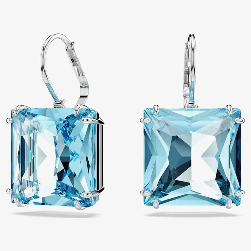 Swarovski Swarovski Ladies Millenia Blue Square Cut Dropper Earrings 5619472