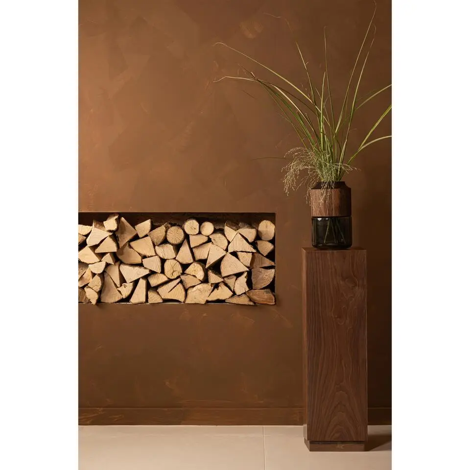 WOOOD Enid Plantenstandaard - Hout - Walnoot - 80x24x24