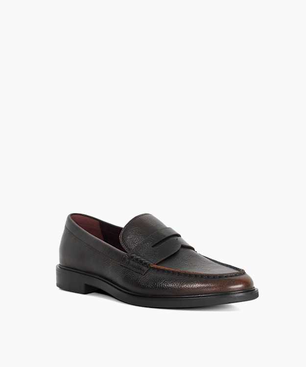 Sascha Brown - Leather Penny Trim Loafers