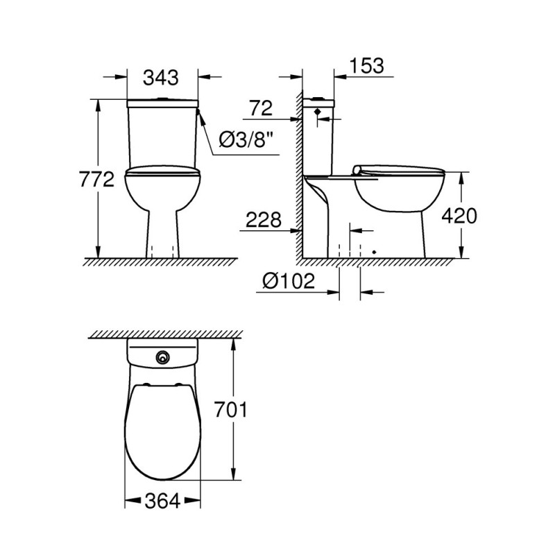 Pack WC à poser Bau Ceramic sortie verticale GROHE