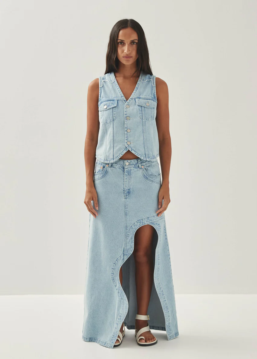 Carmina Light Blue Denim Skirt