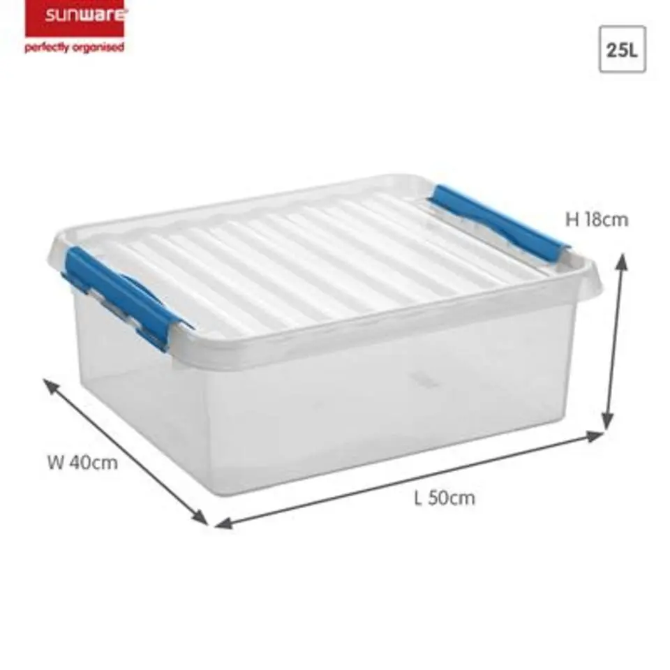 Q-line opbergbox 25L transparant blauw
