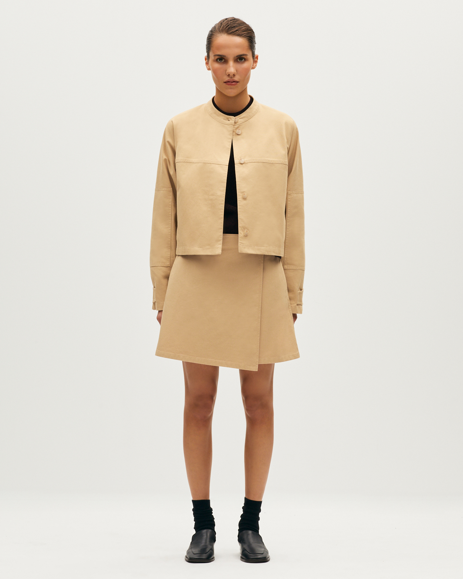 Jupe portefeuille courte en coton