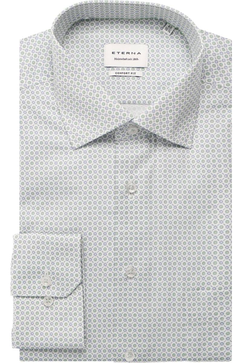 ETERNA Comfort Fit Hemd hellgrün, Bedruckt (super langer Arm)