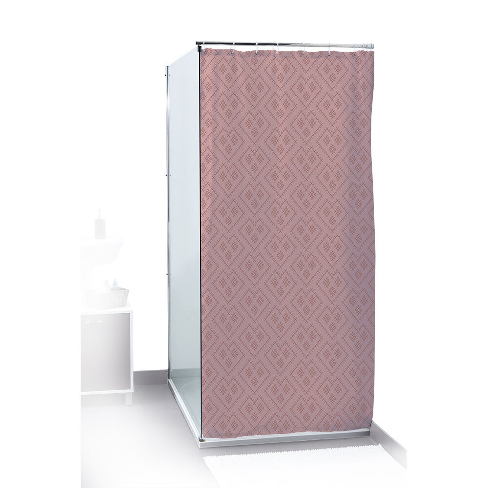 Rideau de douche motif graphique rose 180x200cm 100% polyester