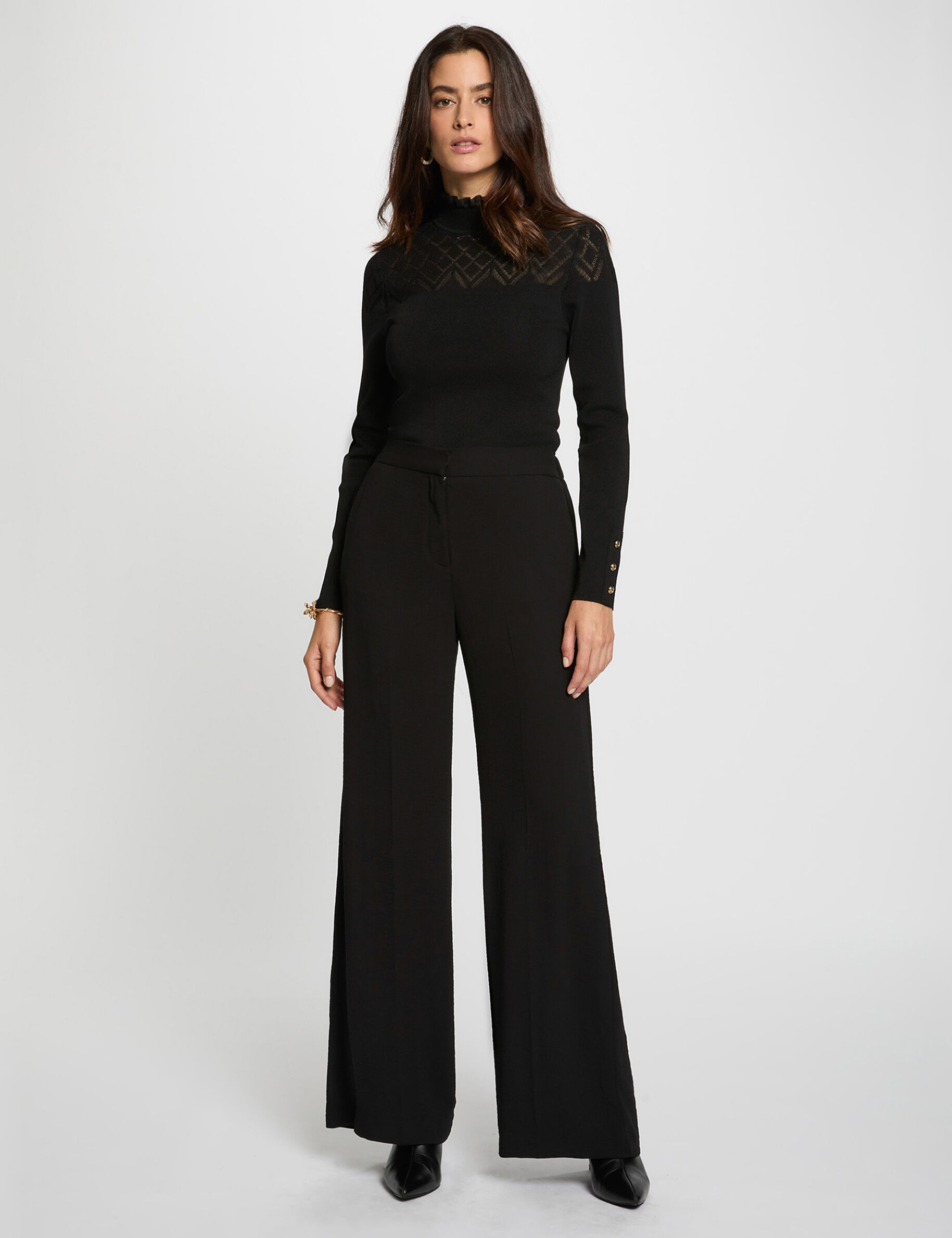 Flowy Wide-Leg Trousers Black Women