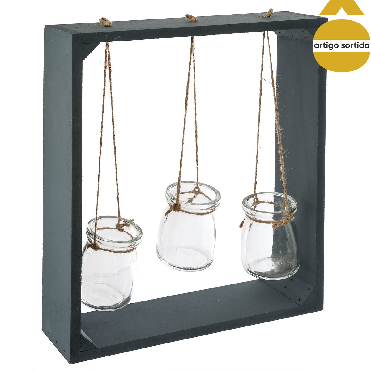 Conjunto 3 jarras em vidro com suporte