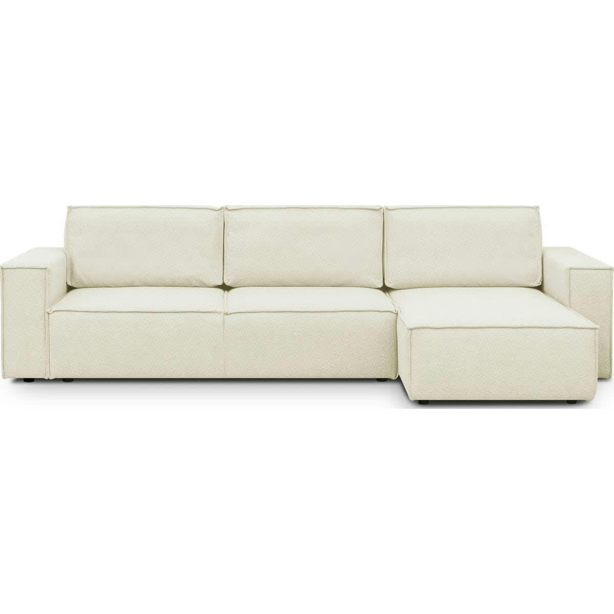 HARPER NEW - Canapé d'angle 5 places convertible + coffre, tissu ivoire