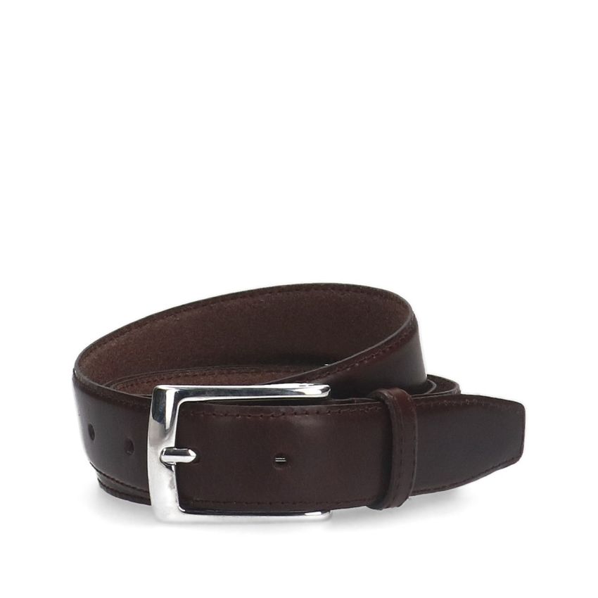 Manfield Donkerbruine leren riem