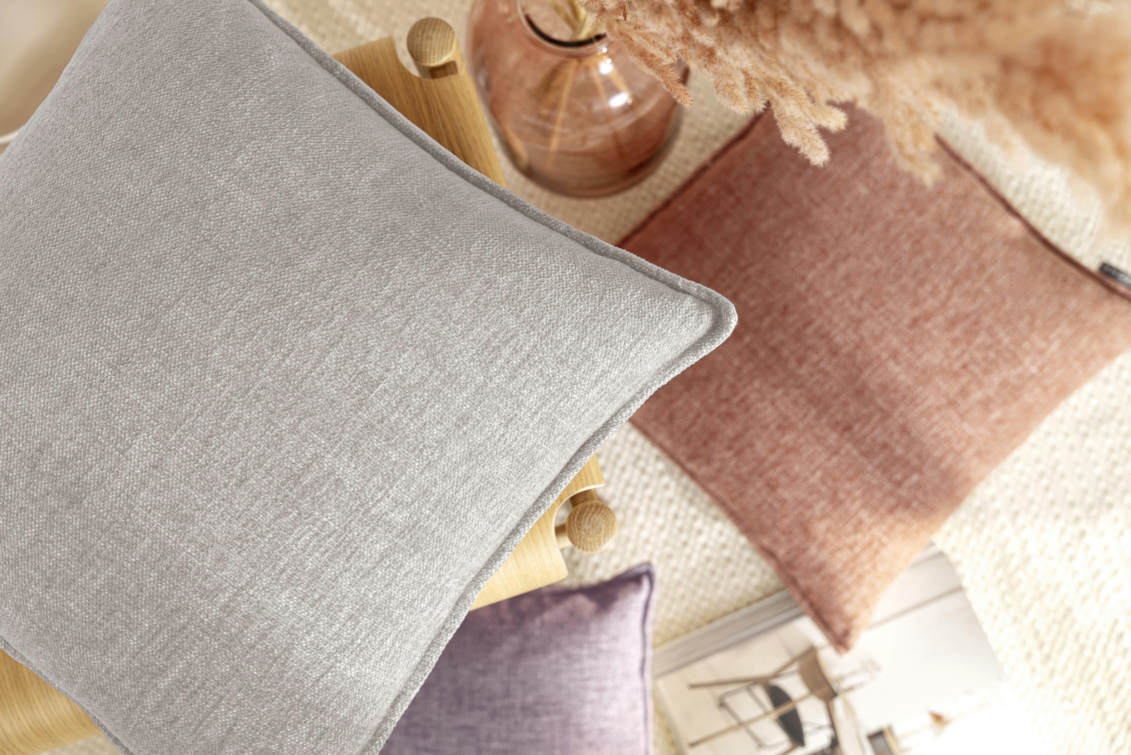 SMOOTHY - Housse de coussin chiné duveteux gris polyester- Lot de 2 - 30x50