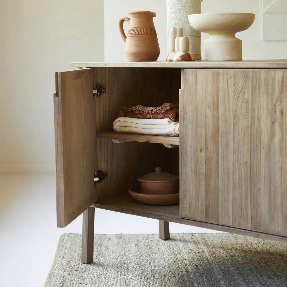 HAZEL - Buffet en pin et orme massifs recyclés 155 cm