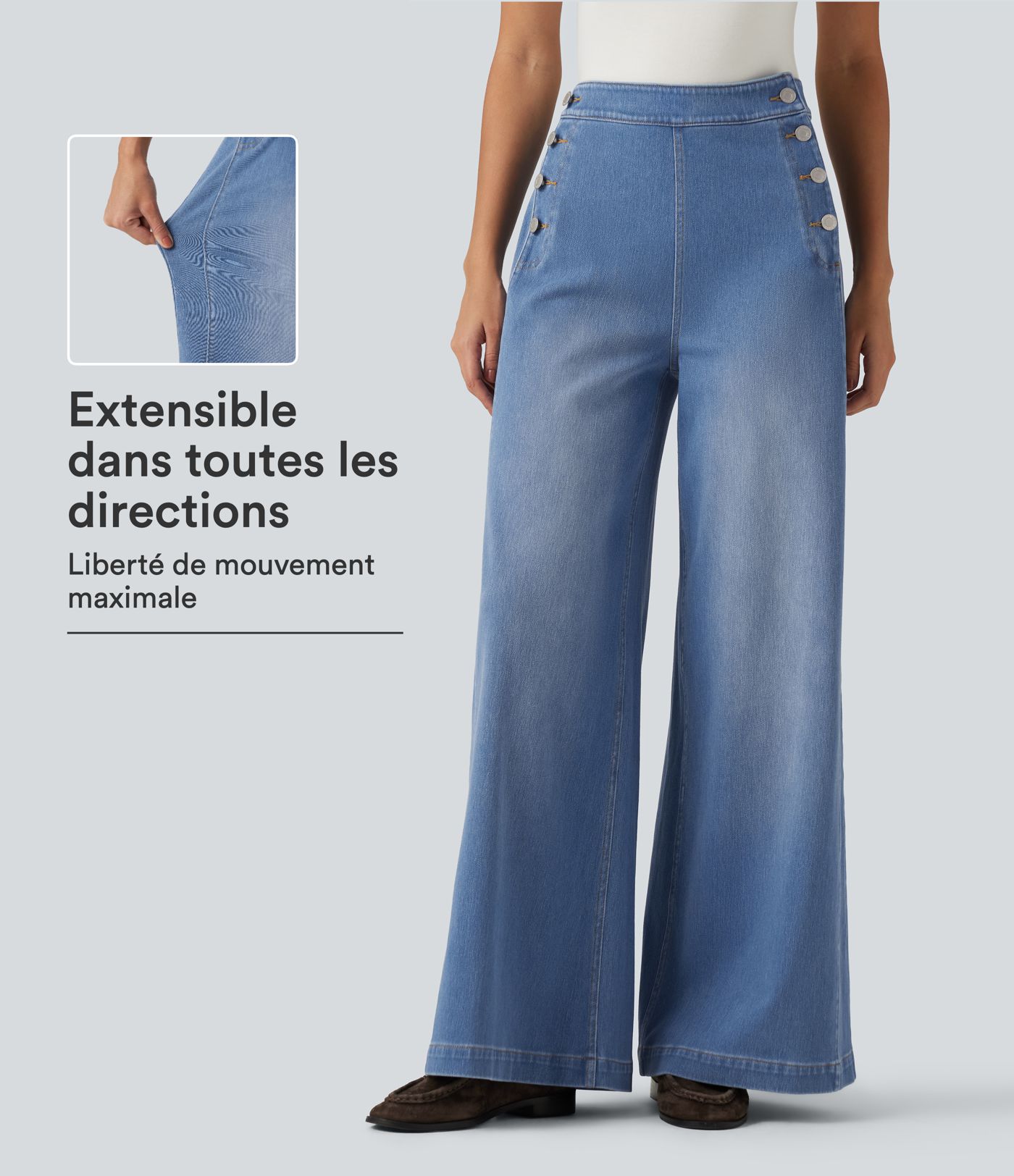 Jean Halara Flex™ taille mi-haute coupe large avec poches