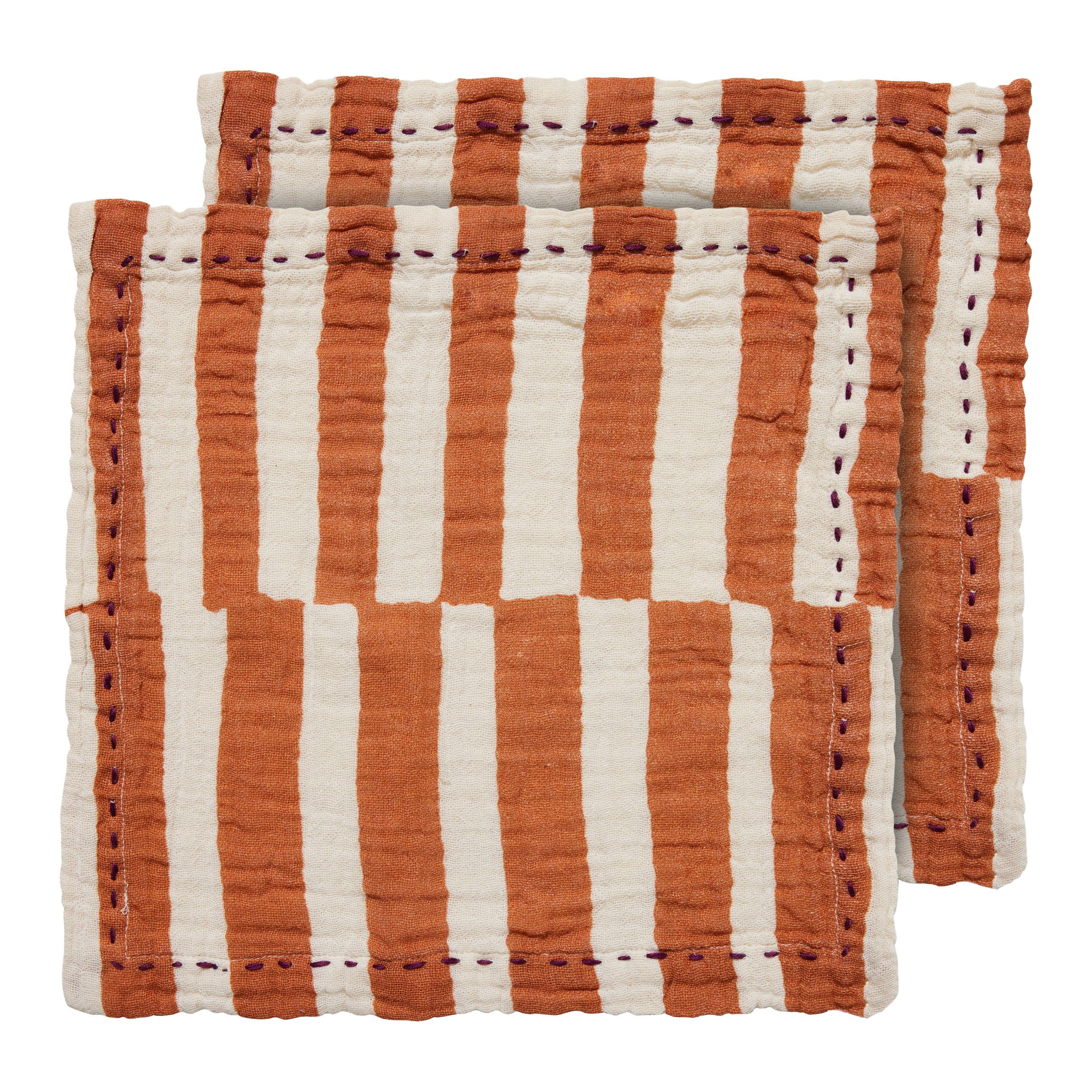 HKliving Striped Tangerine Servetten - Set van 2