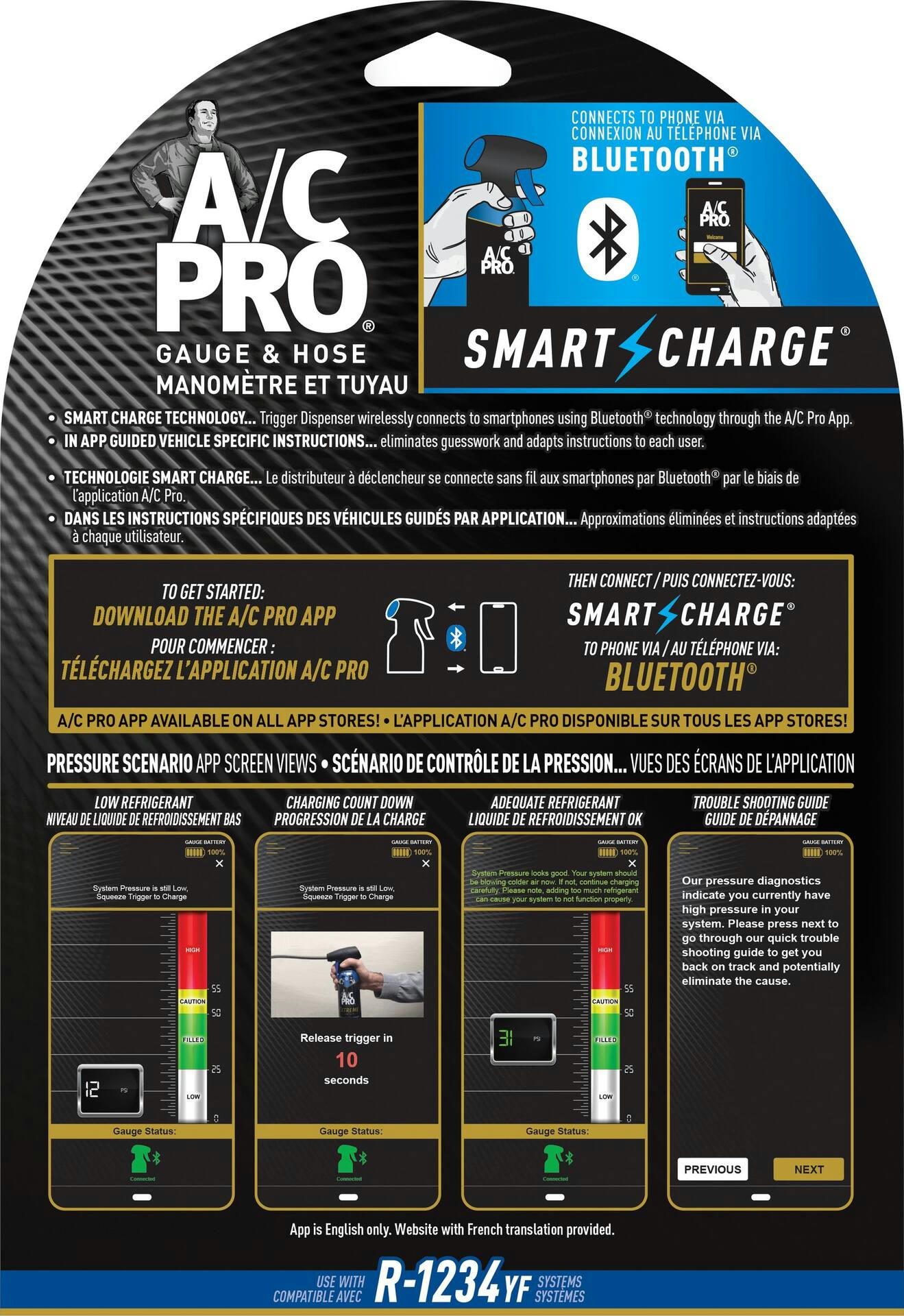 A/C Pro R-1234YF Universal Smart Gauge & Hose Attachment