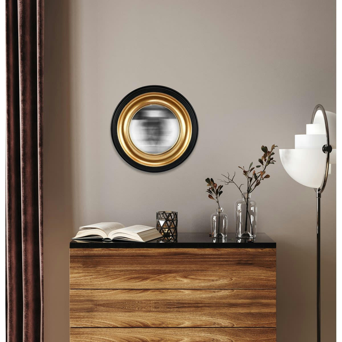 - Miroir convexe doré 29,2cm