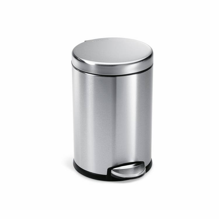 Simplehuman 4.5L Round Bathroom Pedal Bin - Silver