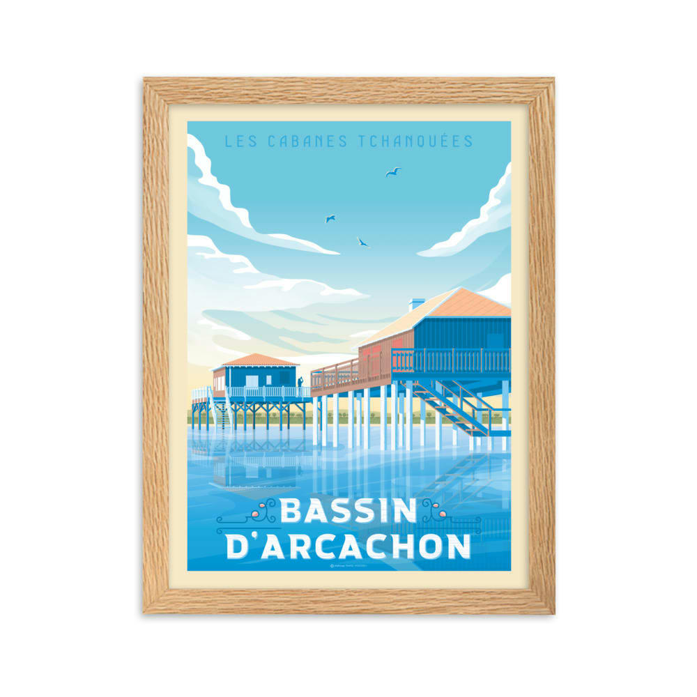 - Affiche Arcachon France avec Cadre (Bois) 21x29,7 cm