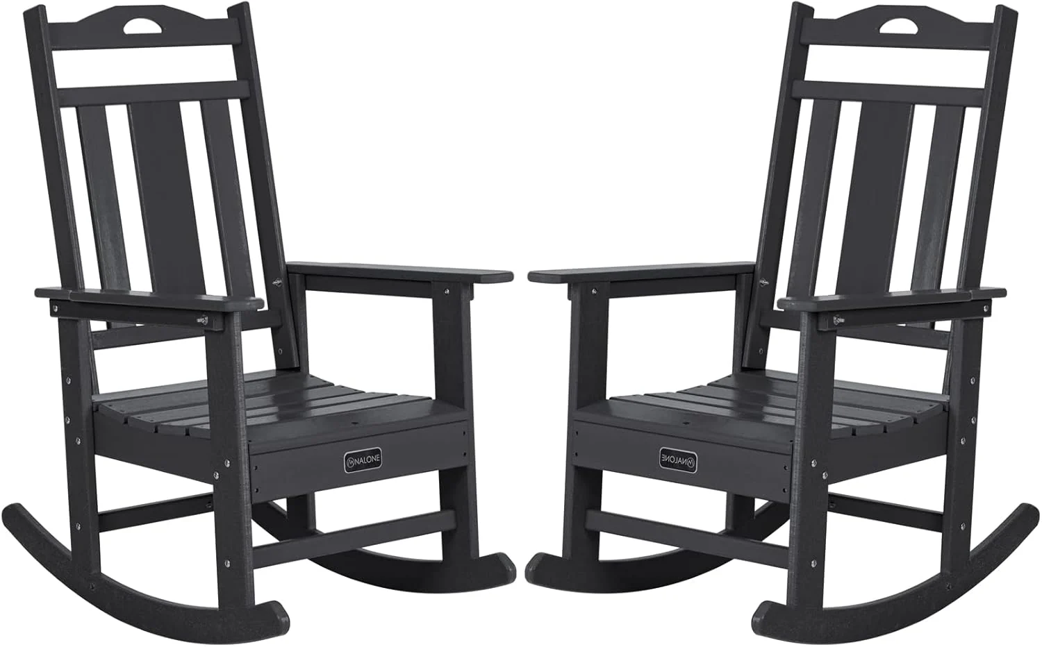 Outdoor Rocking Chairs Set of 2, HDPE All Weather Resistant Rocking Chair for Porch, Oversized Patio Rocker Chair for Adult, Outdoor Rockers for Garden Lawn