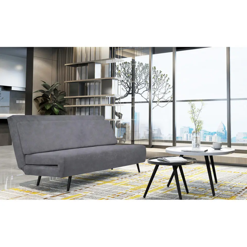 Mallory - Slaapbank 140 cm in antraciet fluweel