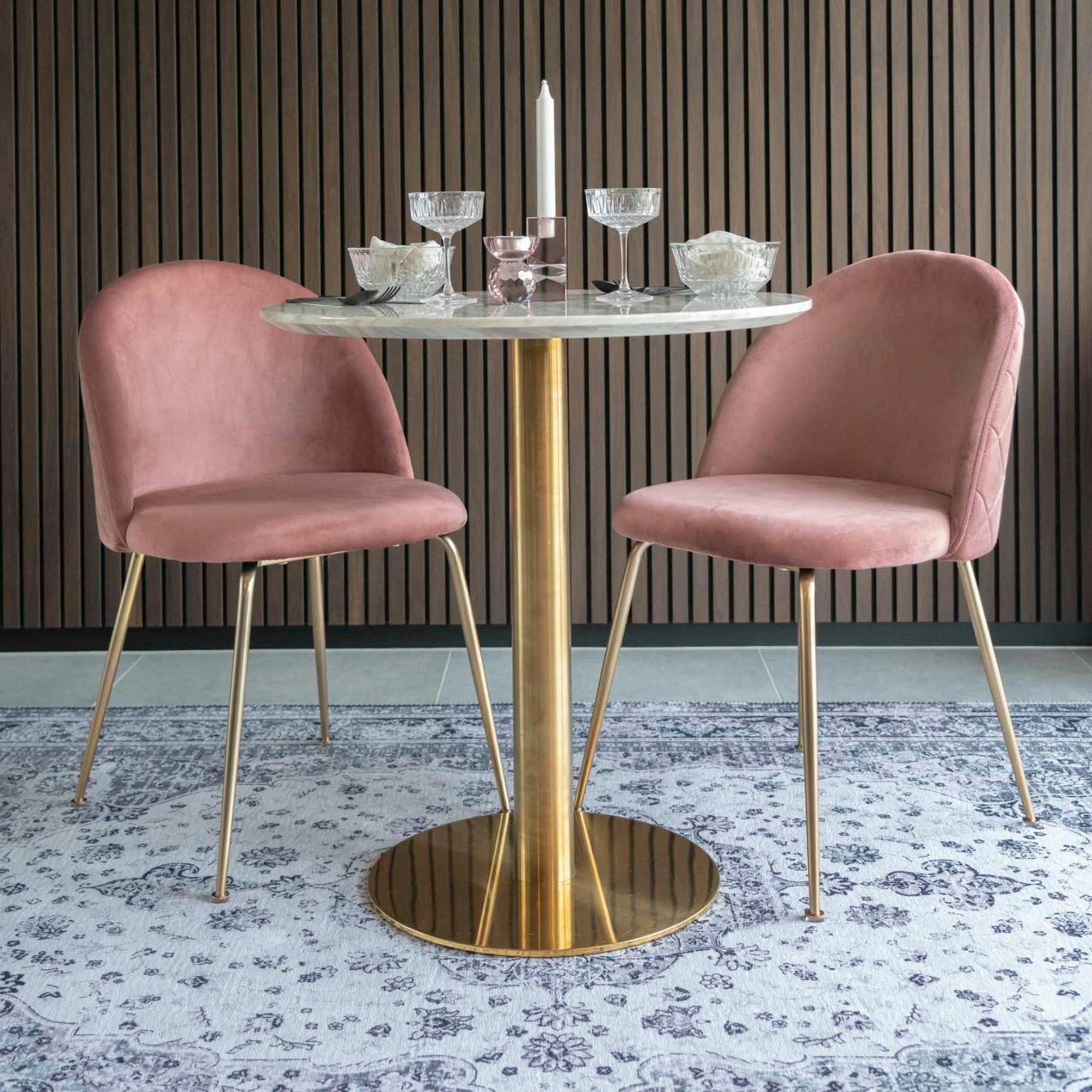 Chaise en velours rose à dossier rond (lot de 2) MONTREUX