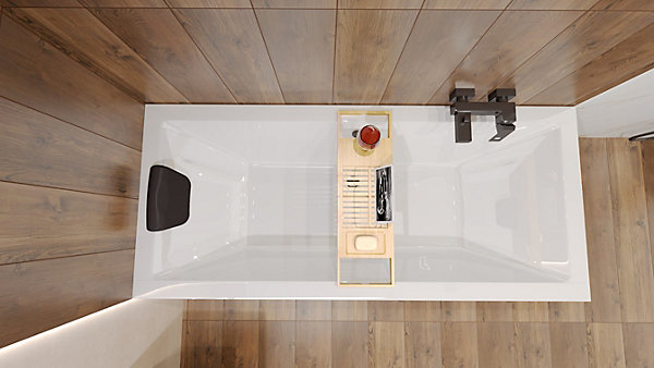Baignoire rectangulaire 155 x 70 QUADRO acrylique blanc, sans Habillage   Repose Tête   Pieds   Vidage à chromé